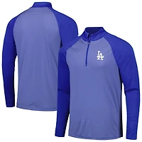 Levelwear Los Angeles Dodgers Charter Striped Raglan Quarter-Zip Top