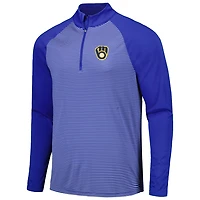 Levelwear Milwaukee Brewers Charter Striped Raglan Quarter-Zip Top