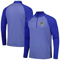 Levelwear Milwaukee Brewers Charter Striped Raglan Quarter-Zip Top