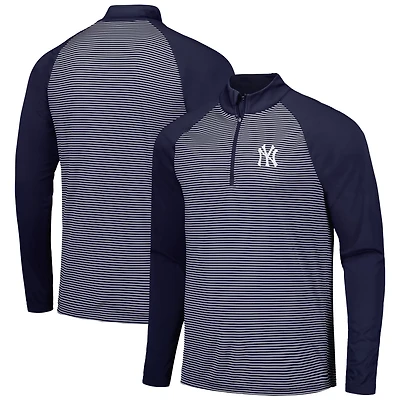 Levelwear New York Yankees Charter Striped Raglan Quarter-Zip Top