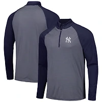 Levelwear New York Yankees Charter Striped Raglan Quarter-Zip Top