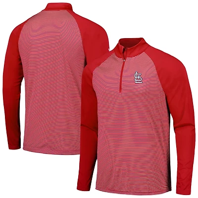 Levelwear St Louis Cardinals Charter Striped Raglan Quarter-Zip Top