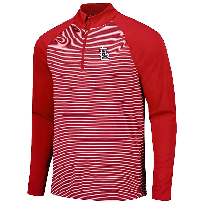 Levelwear St Louis Cardinals Charter Striped Raglan Quarter-Zip Top
