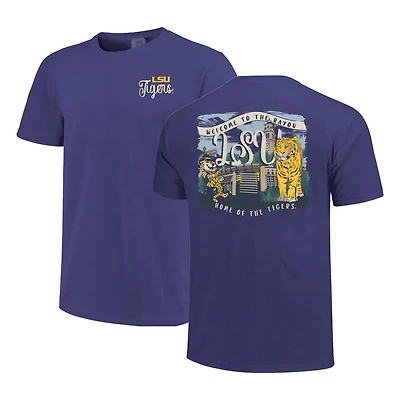 LSU Tigers Comfort Colors Campus Scene Drawing Script T-Shirt
