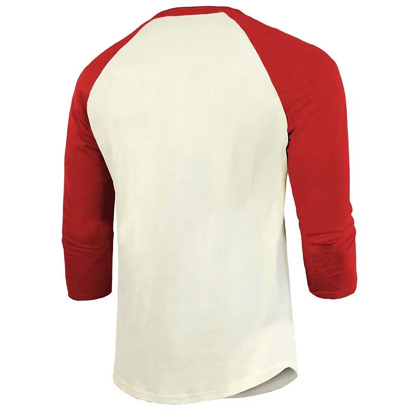 Majestic Threads /Red Texas Rangers 2023 World Series Champions Raglan 3/4-Sleeve T-Shirt
