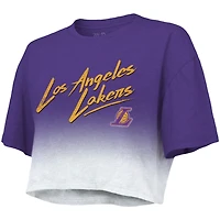 Majestic Threads /White Los Angeles Lakers Dirty Dribble Tri-Blend Cropped T-Shirt