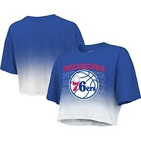 Majestic Threads /White Philadelphia 76ers Repeat Dip-Dye Cropped T-Shirt