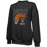 Majestic Threads Brooklyn Nets Bank Shot Pullover Tri-Blend Sweatshirt