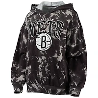 Majestic Threads Brooklyn Nets Burble Tie-Dye Tri-Blend Pullover Hoodie