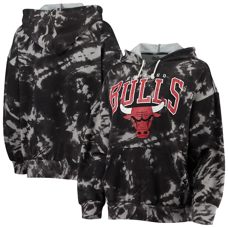 Majestic Threads Chicago Bulls Burble Tie-Dye Tri-Blend Pullover Hoodie