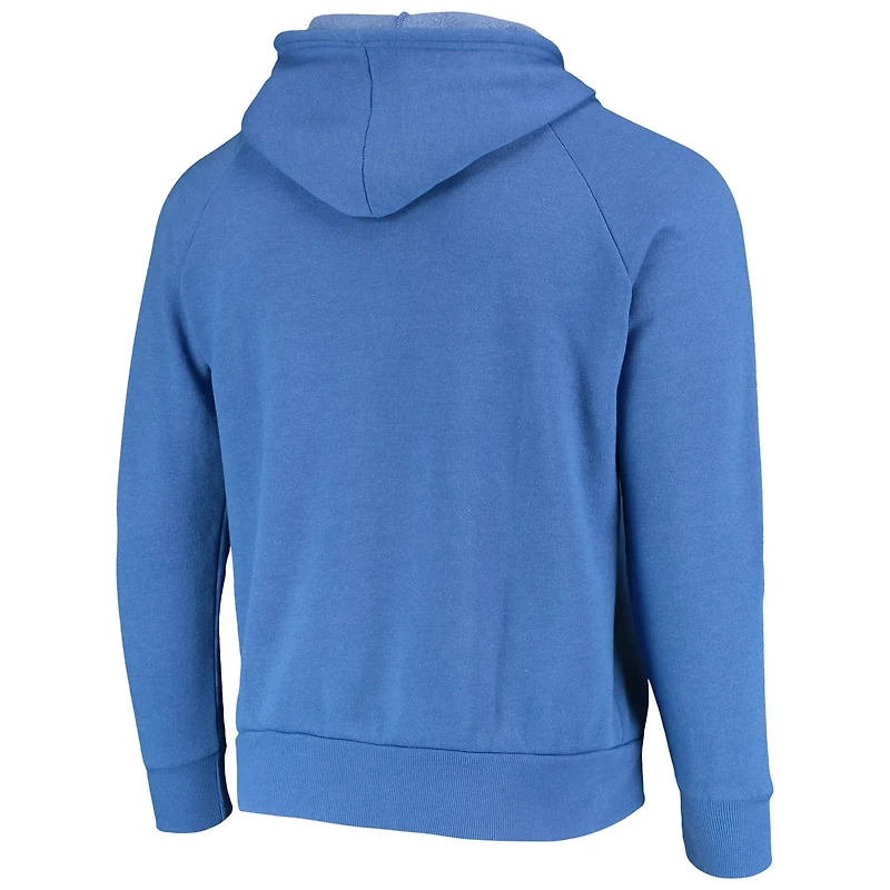 Majestic Threads Heathered Golden State Warriors Mantra Tri-Blend V-Neck Raglan Pullover Hoodie