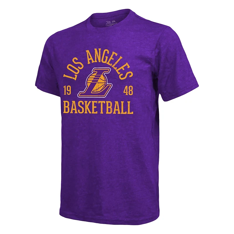 Majestic Threads Heathered Los Angeles Lakers Ball Hog Logo Tri-Blend T-Shirt