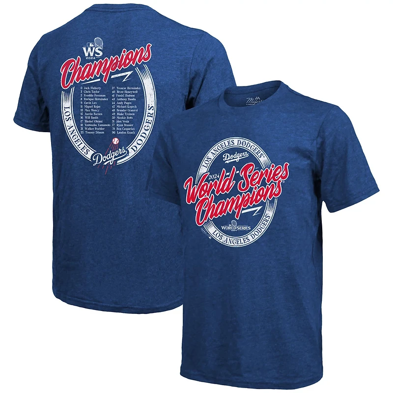 Majestic Threads Los Angeles Dodgers 2024 World Series Champions Tri-Blend Roster T-Shirt