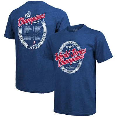Majestic Threads Los Angeles Dodgers 2024 World Series Champions Tri-Blend Roster T-Shirt
