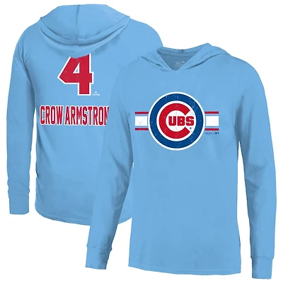 Majestic Threads Pete Crow-Armstrong Light Chicago Cubs Lightweight Name  Number Hoodie