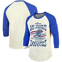 Majestic Threads Royal Los Angeles Dodgers 2024 World Series Champions 3 4-Sleeve Raglan Tri-Blend T-Shirt