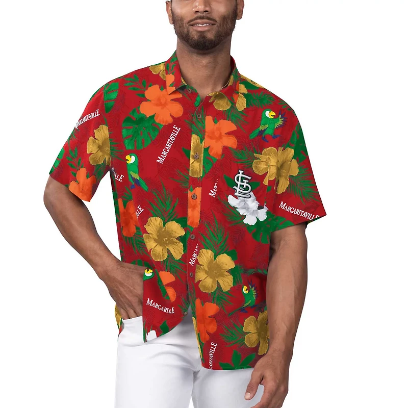 Margaritaville St Louis Cardinals Island Life Floral Party Button-Up Shirt