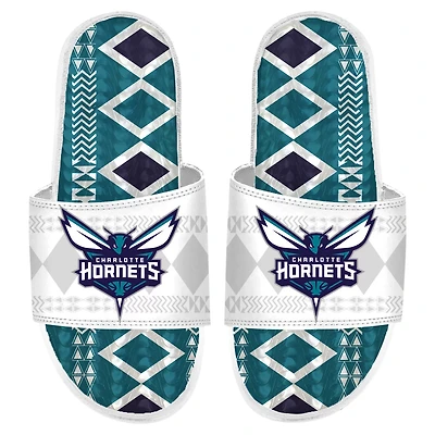 Men's ISlide Charlotte Hornets Shooting Touch Rwanda Pattern Gel Slide Sandals