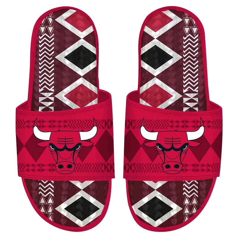 Men's ISlide Chicago Bulls Shooting Touch Rwanda Pattern Gel Slide Sandals