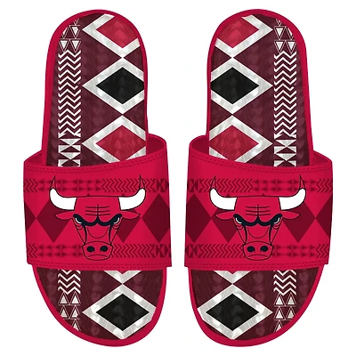 Men's ISlide Chicago Bulls Shooting Touch Rwanda Pattern Gel Slide Sandals