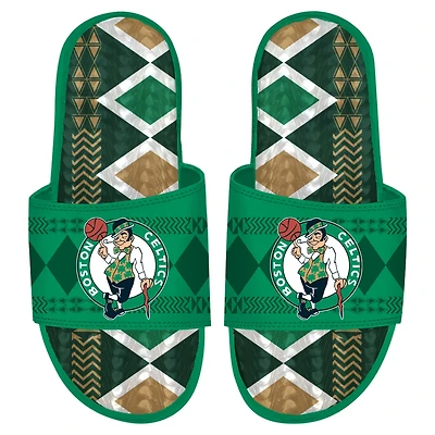 Men's ISlide Kelly Boston Celtics Shooting Touch Rwanda Pattern Gel Slide Sandals