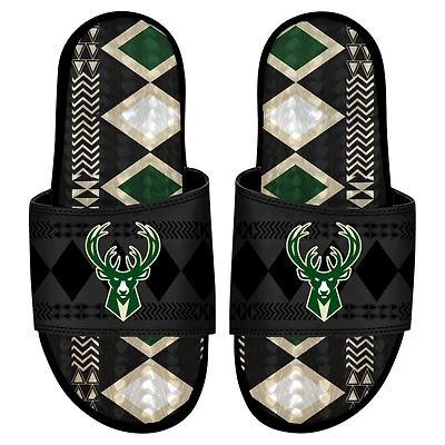 Men's ISlide Milwaukee Bucks Shooting Touch Rwanda Pattern Gel Slide Sandals