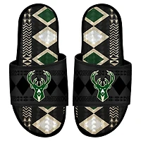 Men's ISlide Milwaukee Bucks Shooting Touch Rwanda Pattern Gel Slide Sandals