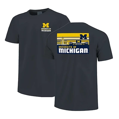 Michigan Wolverines Striped Campus Skyline T-Shirt