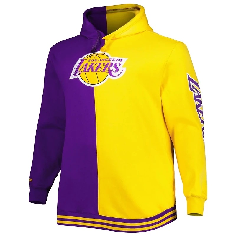 Mitchell Ness /Gold Los Angeles Lakers Big Tall Hardwood Classics Split Pullover Hoodie