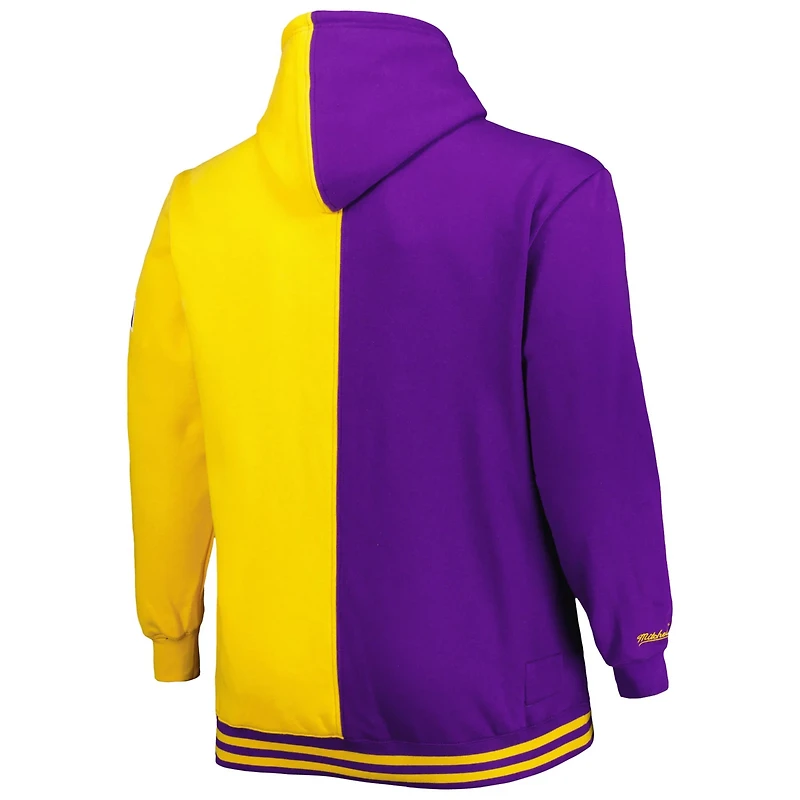 Mitchell Ness /Gold Los Angeles Lakers Big Tall Hardwood Classics Split Pullover Hoodie
