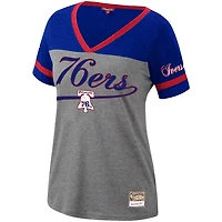 Mitchell  Ness Allen Iverson Heathered Charcoal Philadelphia 76ers Team Captain V-Neck T-Shirt