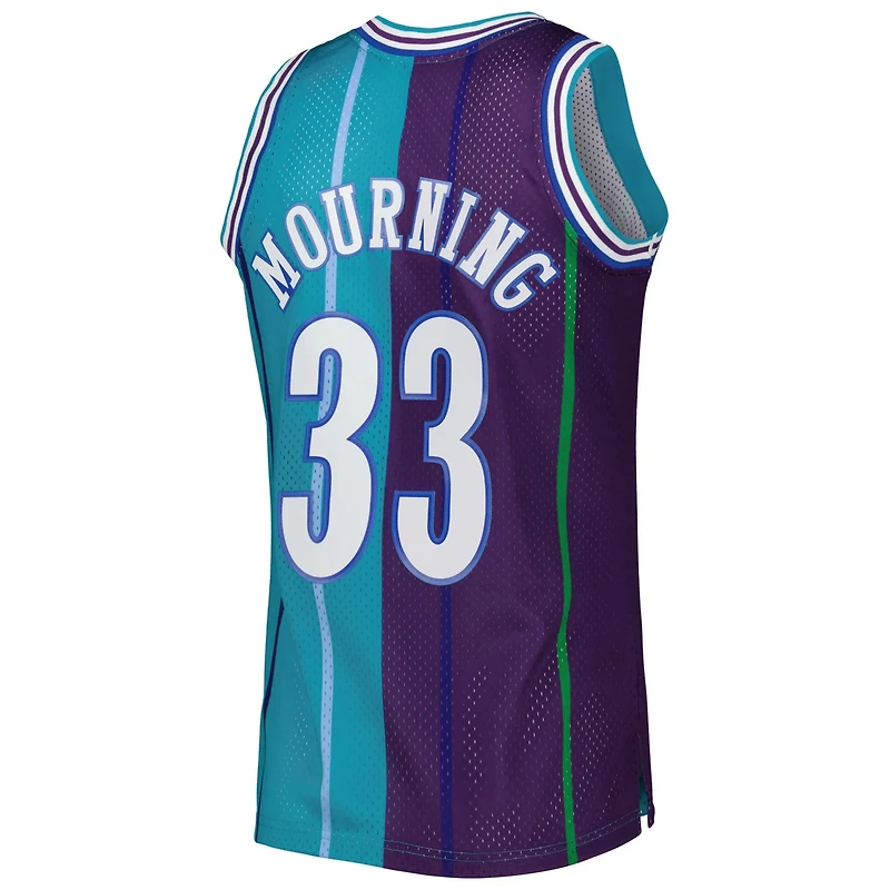 Mitchell  Ness Alonzo Mourning /Purple Charlotte Hornets Hardwood Classics 1992/93 Split Swingman Jersey