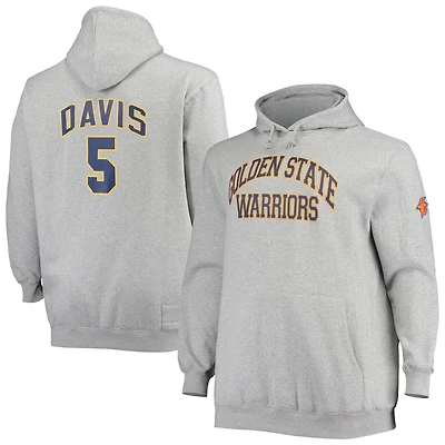 Mitchell  Ness Baron Davis Heathered Gray Golden State Warriors Big Tall Name Number Pullover Hoodie
