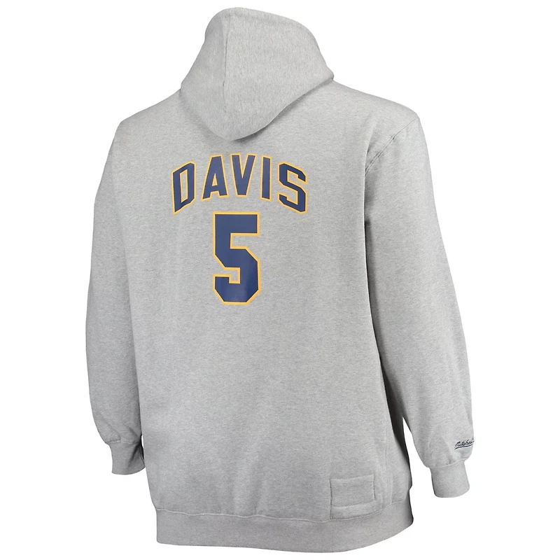 Mitchell  Ness Baron Davis Heathered Gray Golden State Warriors Big Tall Name Number Pullover Hoodie