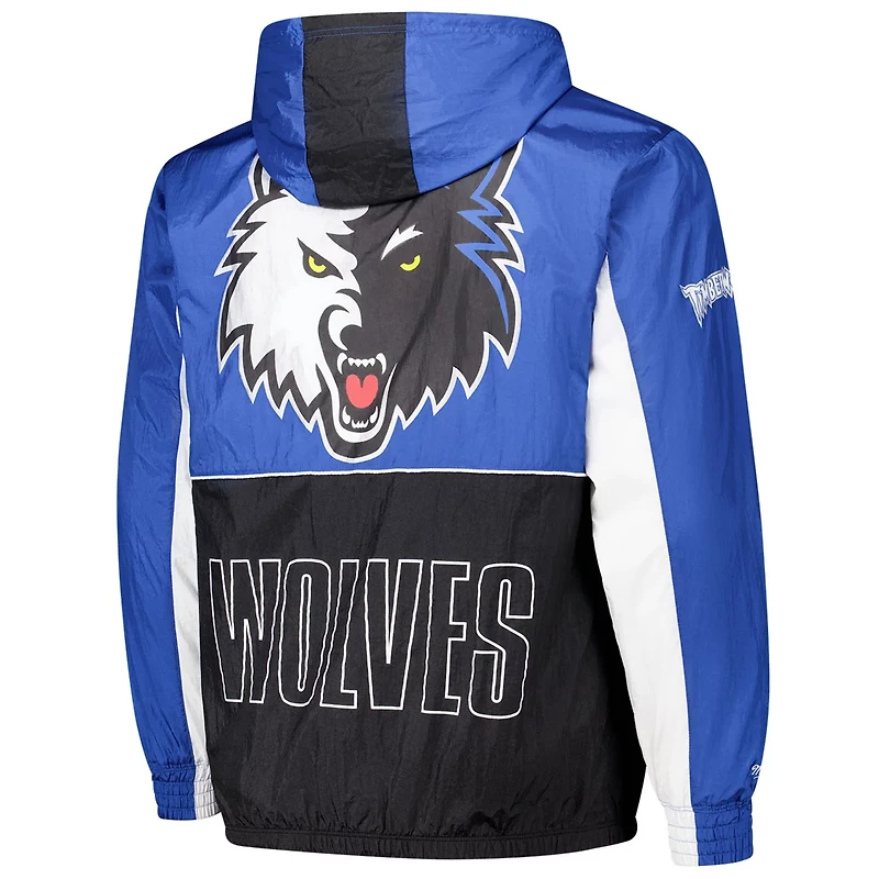 Mitchell  Ness Blue Minnesota Timberwolves Hardwood Classics Big Shot Premium Full-Zip Windbreaker Jacket