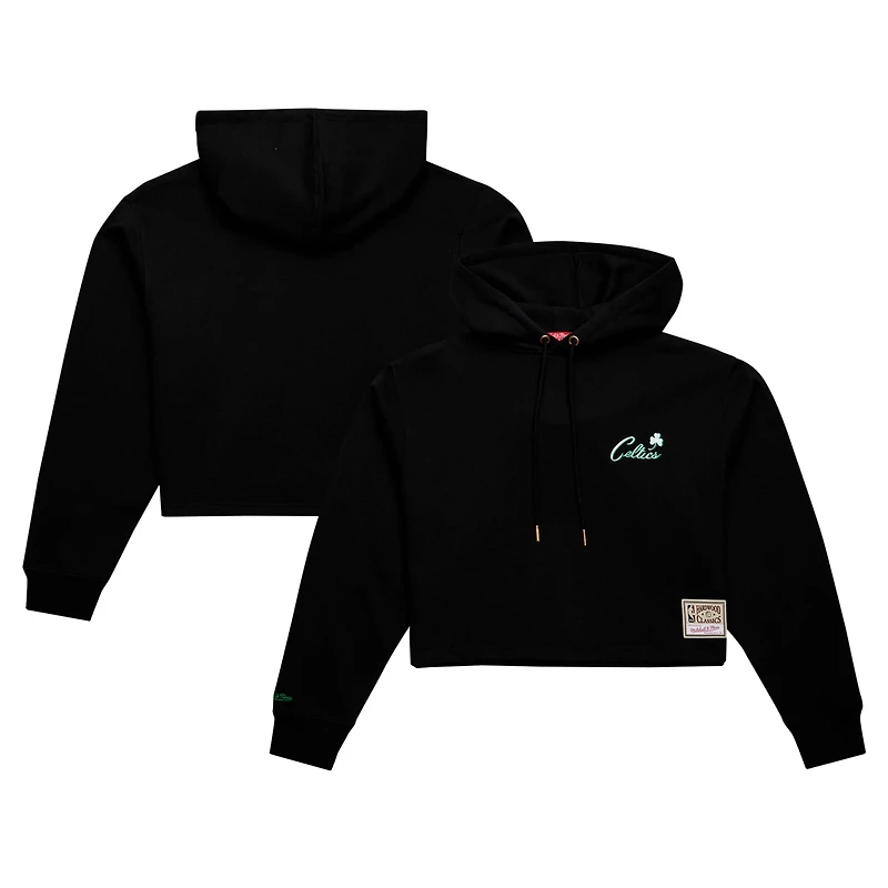 Mitchell  Ness Boston Celtics Hardwood Classics Cropped Pullover Hoodie