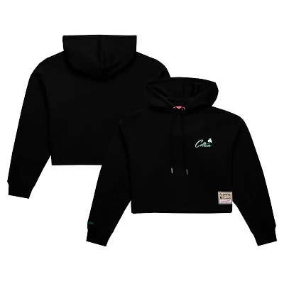 Mitchell  Ness Boston Celtics Hardwood Classics Cropped Pullover Hoodie