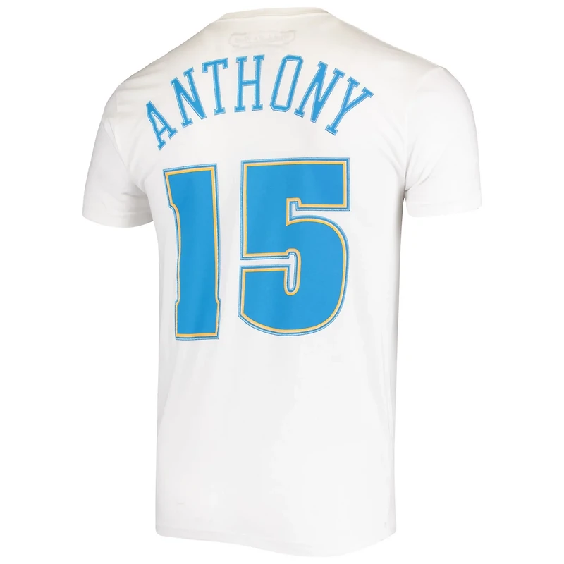 Mitchell Ness Carmelo Anthony Denver Nuggets Hardwood Classics Stitch Name Number T-Shirt