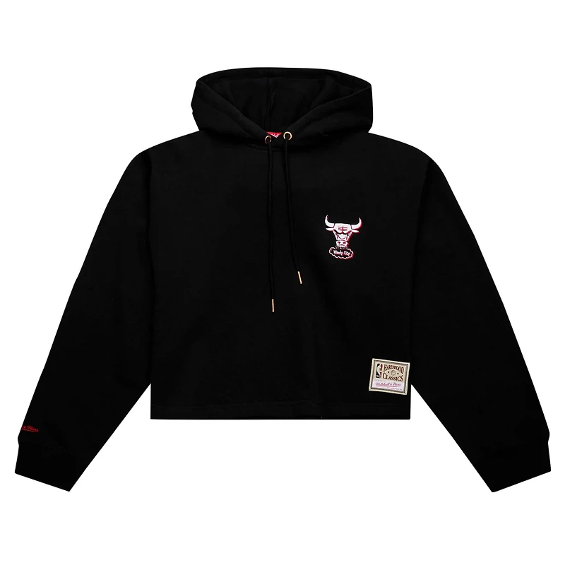 Mitchell  Ness Chicago Bulls Hardwood Classics Cropped Pullover Hoodie