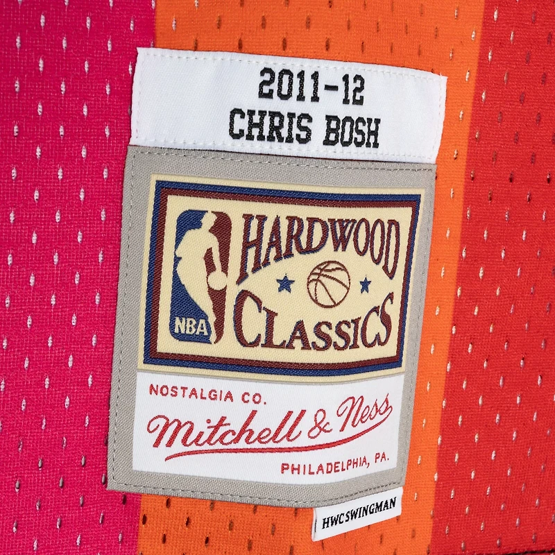 Mitchell Ness Chris Bosh /Red Miami Heat Hardwood Classics 2011/12 Split Swingman Jersey