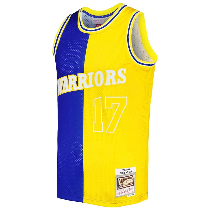 Mitchell  Ness Chris Mullin /Gold Golden State Warriors Hardwood Classics 1993/94 Split Swingman Jersey