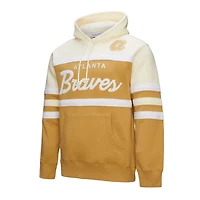 Mitchell  Ness Cream Atlanta Braves Head Coach Pullover Hoodie