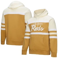 Mitchell  Ness Cream Cincinnati Reds Head Coach Pullover Hoodie