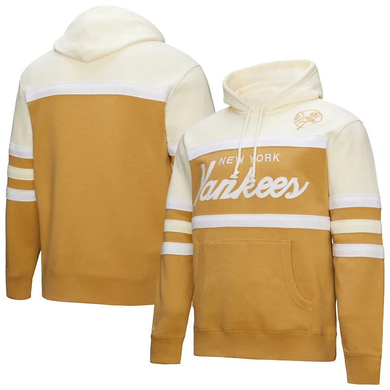 Mitchell  Ness Cream New York Yankees Head Coach Pullover Hoodie