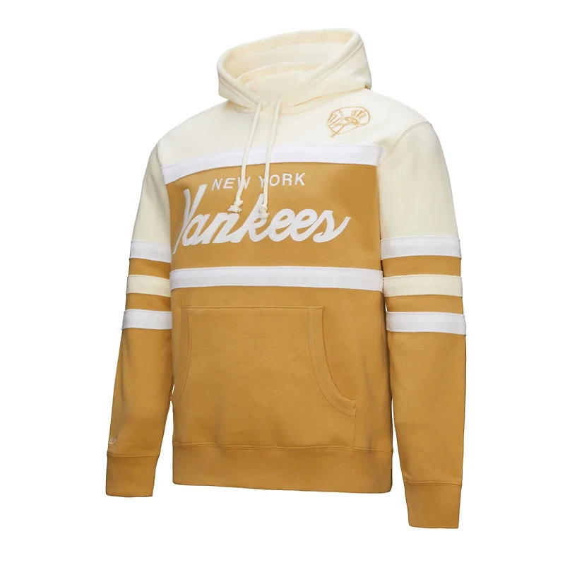 Mitchell  Ness Cream New York Yankees Head Coach Pullover Hoodie