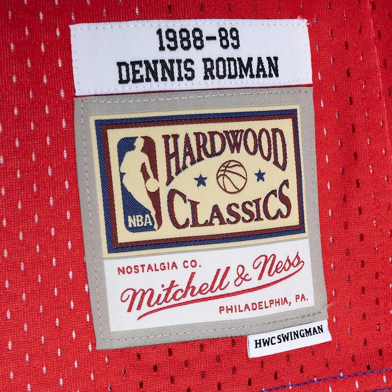 Mitchell  Ness Dennis Rodman /Red Detroit Pistons Hardwood Classics 1988/89 Split Swingman Jersey