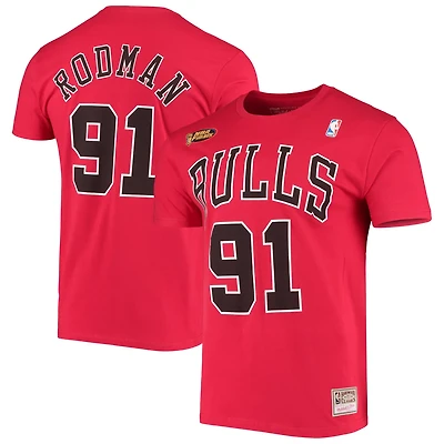 Mitchell  Ness Dennis Rodman Chicago Bulls Hardwood Classics Stitch Name Number T-Shirt