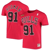 Mitchell  Ness Dennis Rodman Chicago Bulls Hardwood Classics Stitch Name Number T-Shirt