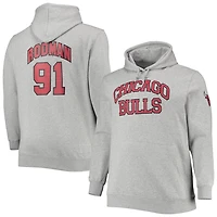 Mitchell  Ness Dennis Rodman Heathered Gray Chicago Bulls Big Tall Name Number Pullover Hoodie