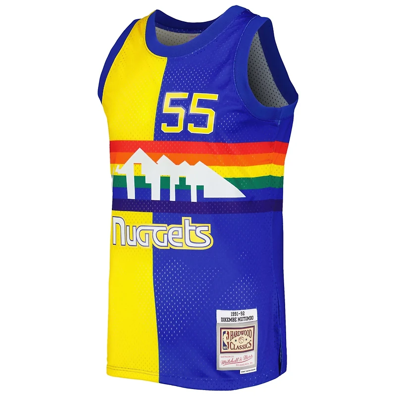 Mitchell  Ness Dikembe Mutombo /Gold Denver Nuggets Hardwood Classics 1991/92 Split Swingman Jersey